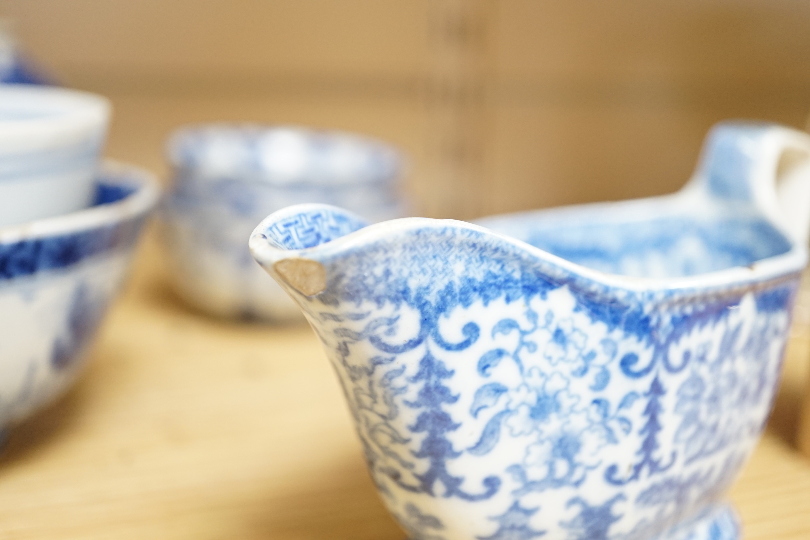 A group of Chinese blue and white tea bowls etc, 19th century and later (12)
